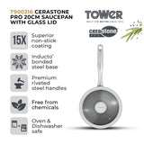 Tower Cerastone Pro 20cm Saucepan with Glass Lid