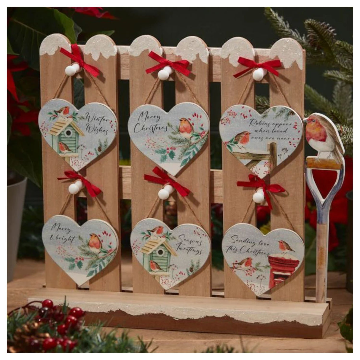 Richard Langs 10cm Christmas Assorted  Robin Heart Hanger