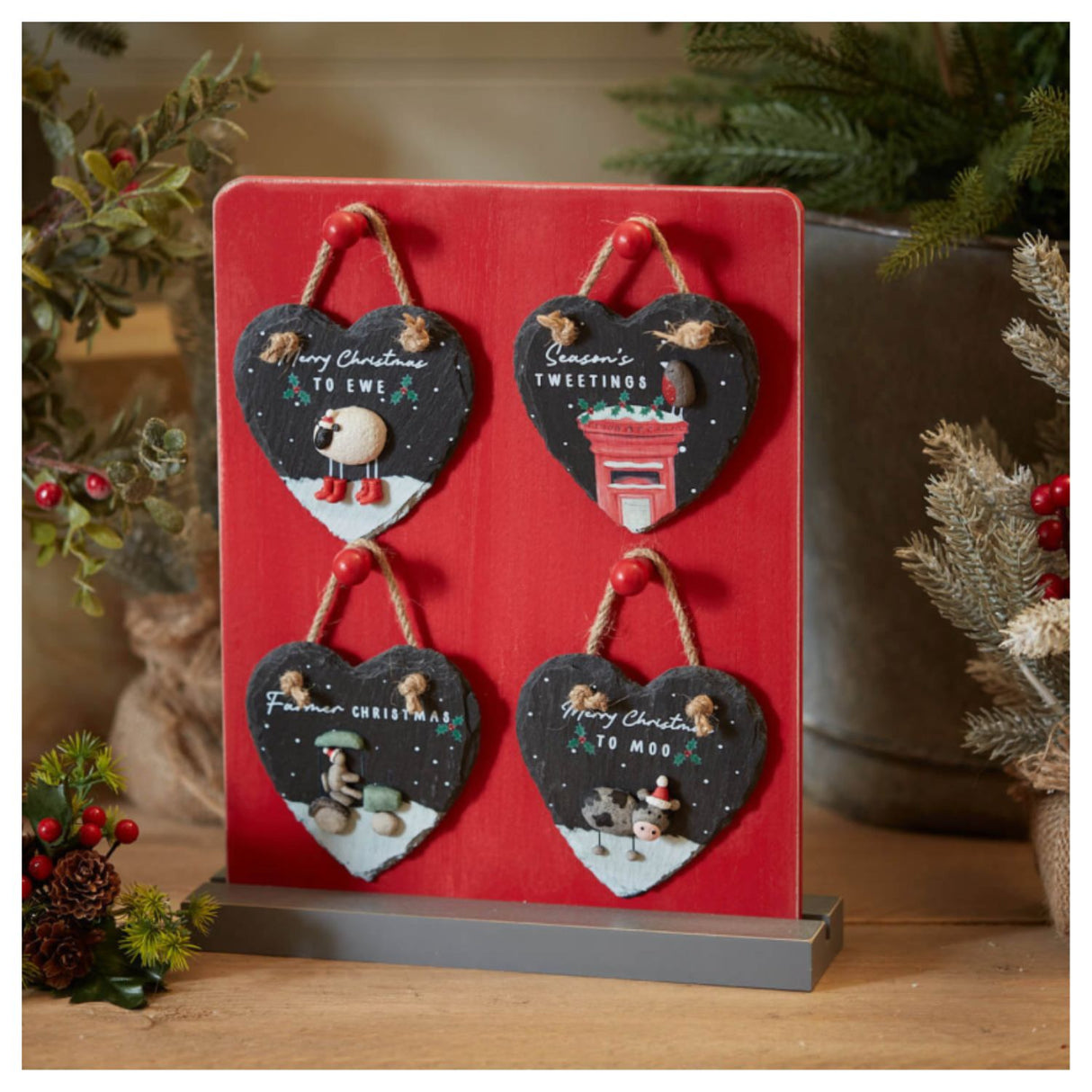 Richard Langs 15cm Christmas Slate Heart Hanger