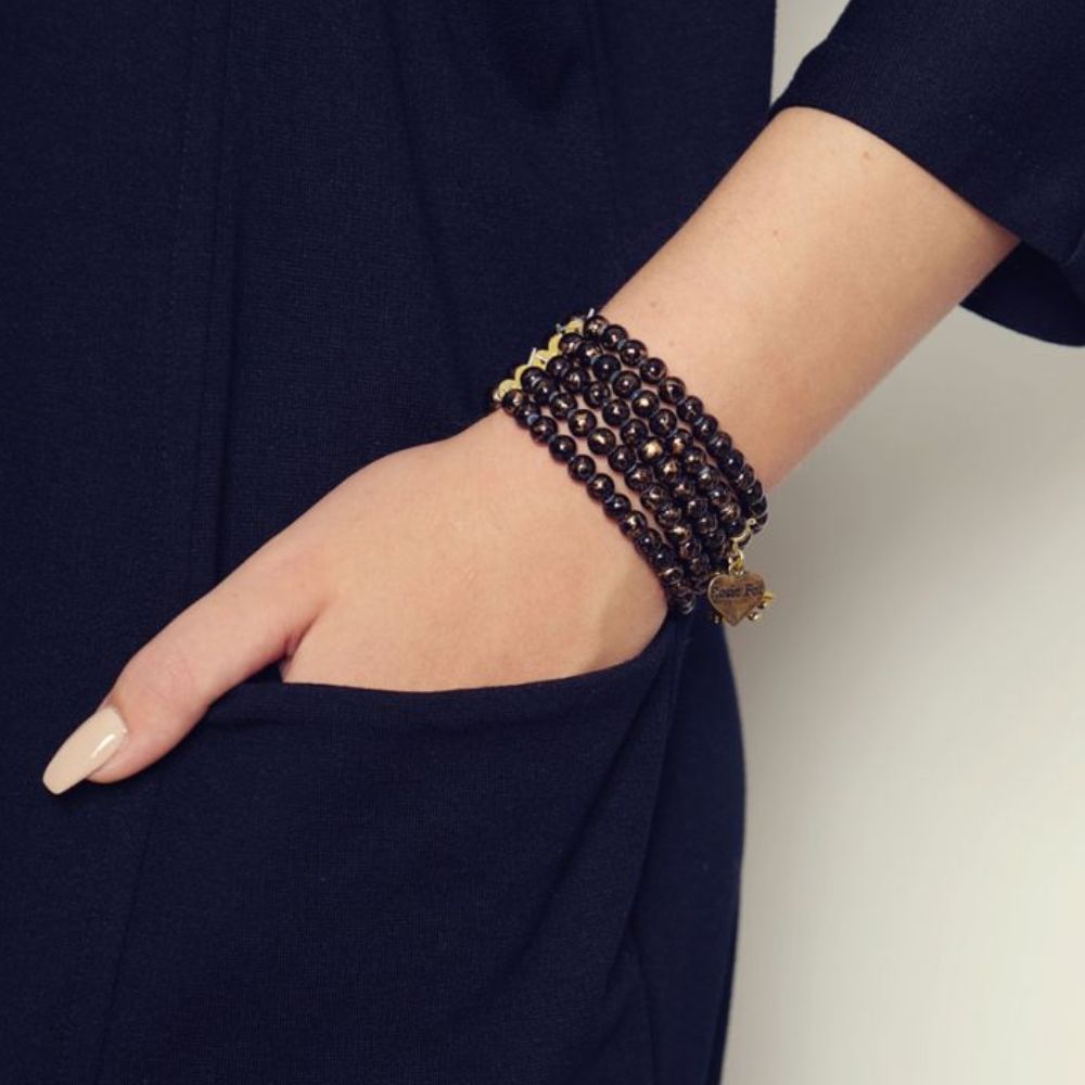 Rosie Fox Bronze Jet Stretch Cuff Bracelet