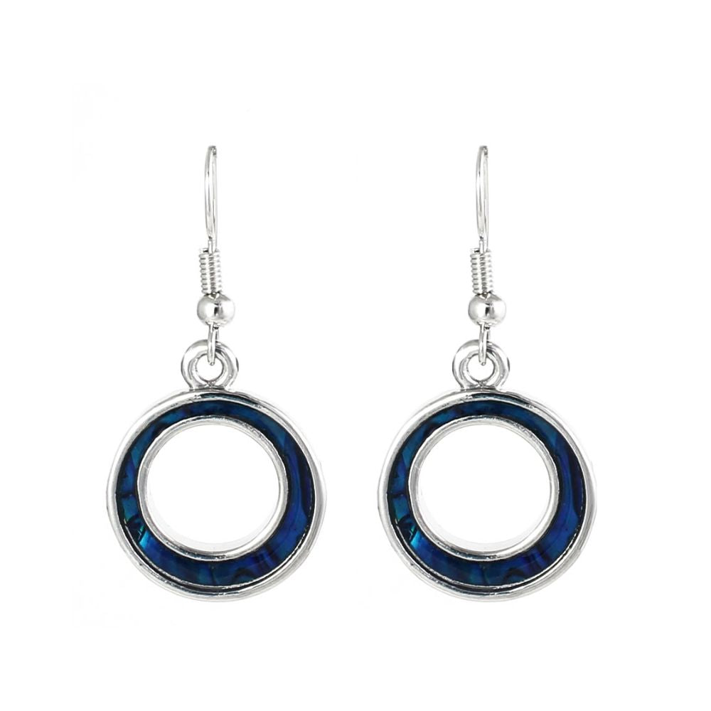 Lila Jewellery 15mm Paua Shell Circles Drop Earrings