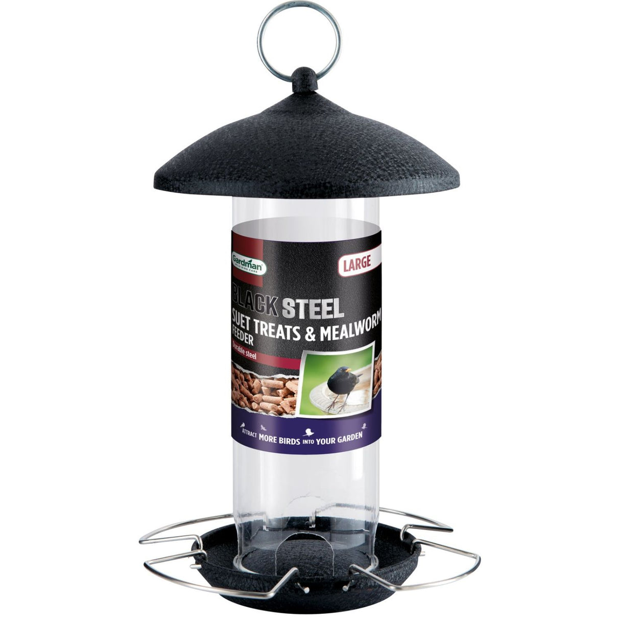 Gardman Black Steel Suet Treat and Mealworm Feeder