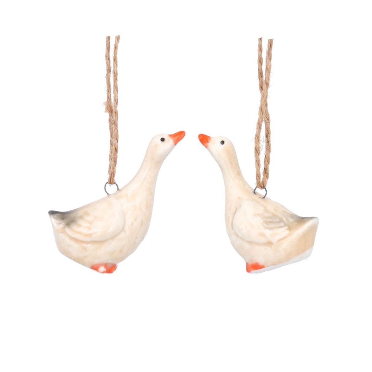 Gisela Graham Ceramic Mini Goose Hanging Decoration (Choice of 2)