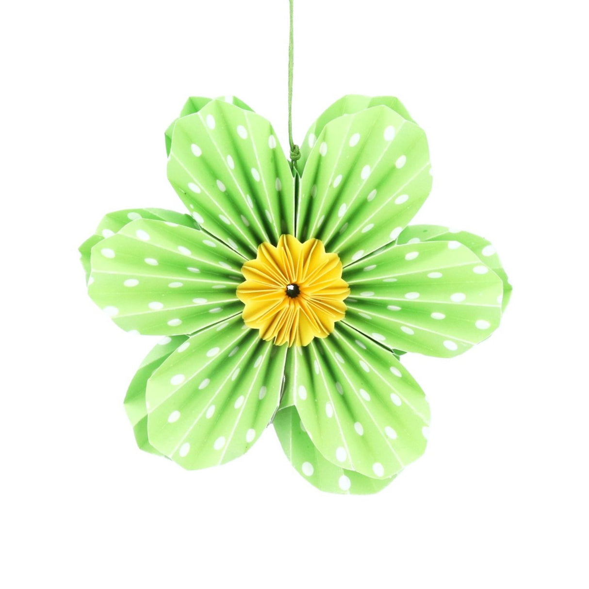 Gisela Graham Green Polka Dot Paper Flower Hanging Decoration