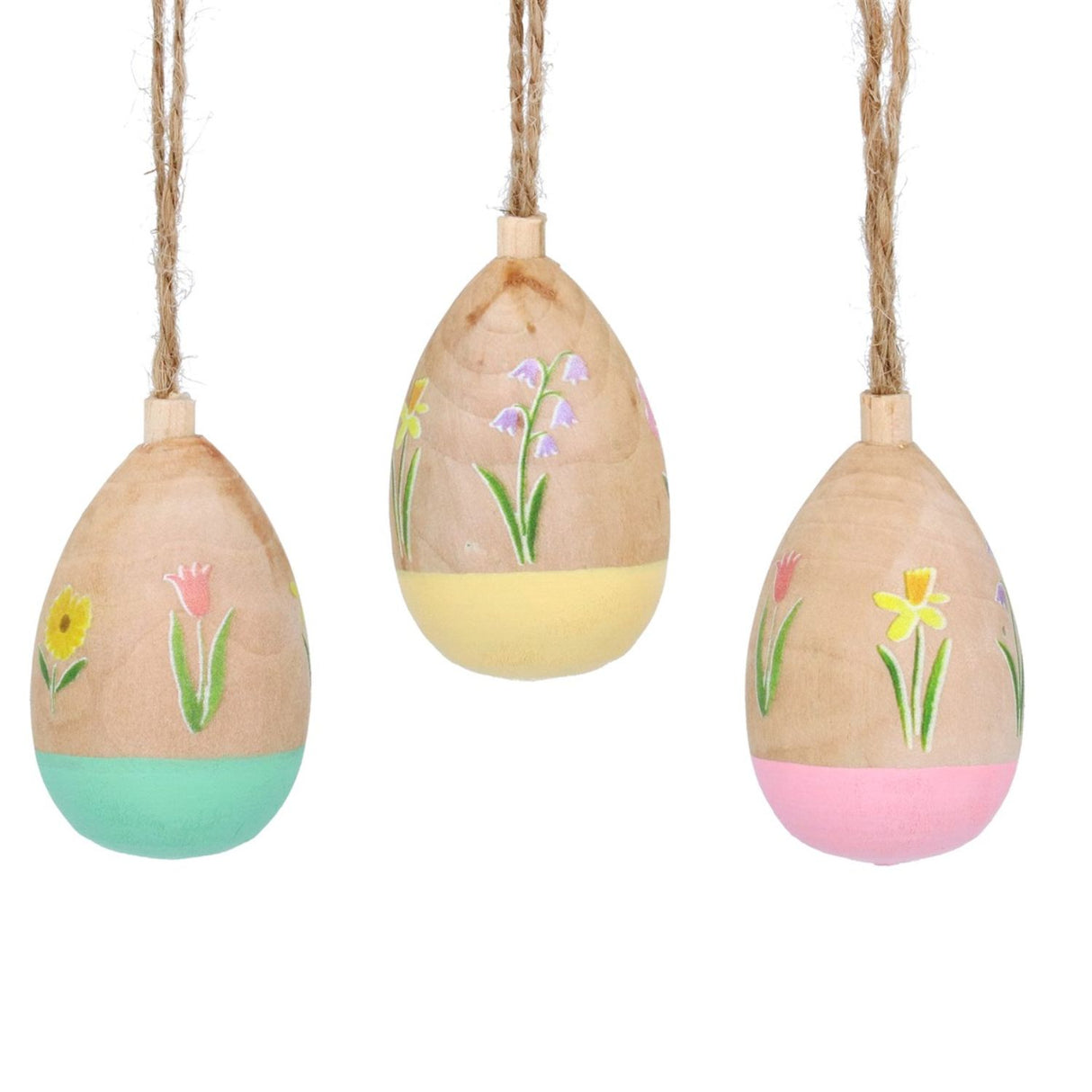 Gisela Graham Wooden Pastel Meadow Hanging Decoration (Choice of 3)