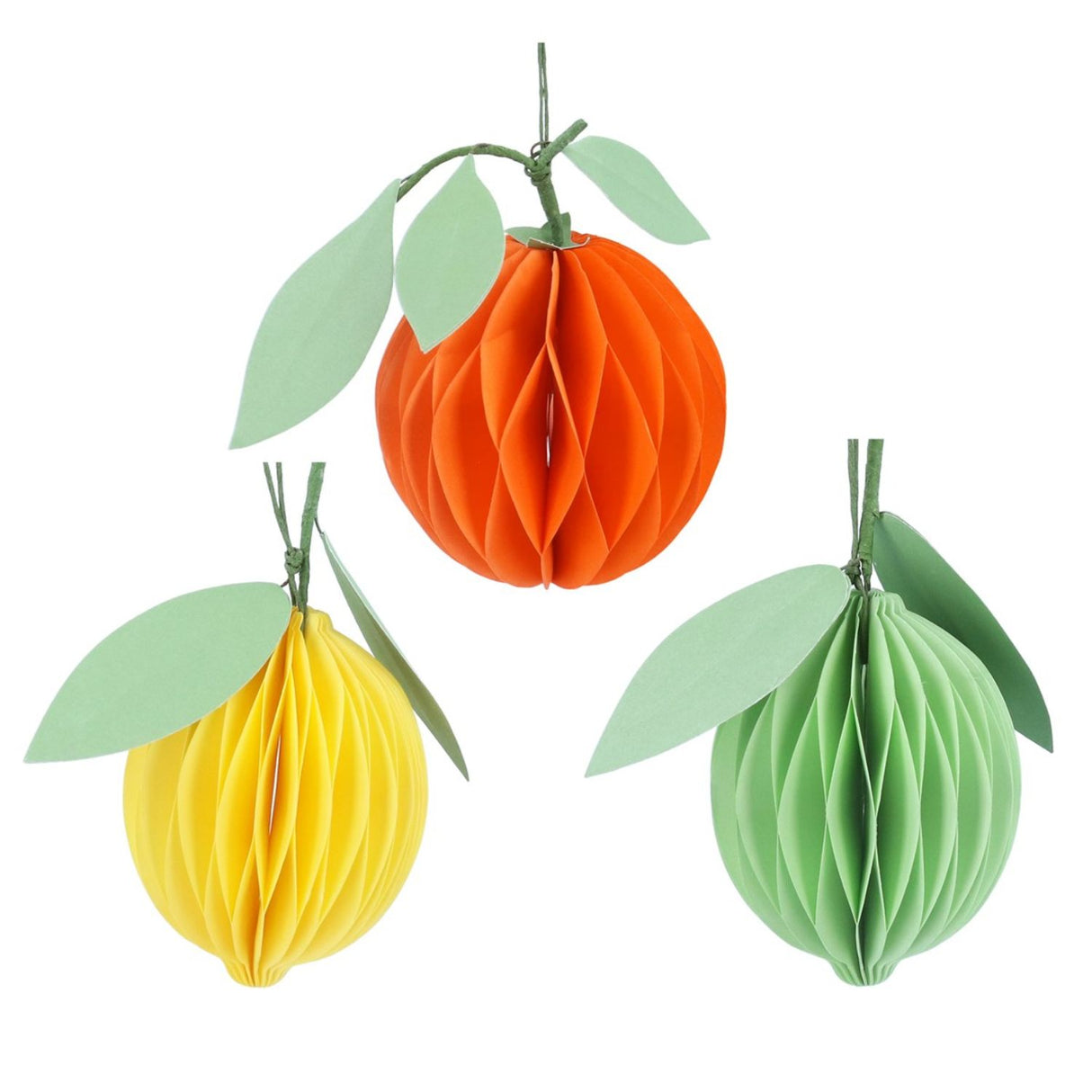 Gisela Graham Honeycomb Paper Citrus Fruits Hanging Decoration (Choice of 3)
