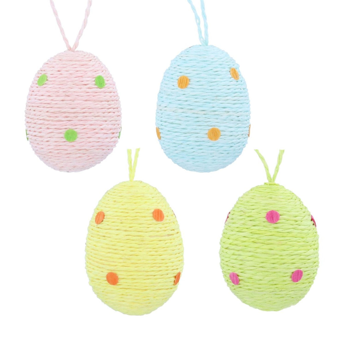 Gisela Graham Pastel Twine Polka Dot Egg Hanging Decoration (Choice of 4)