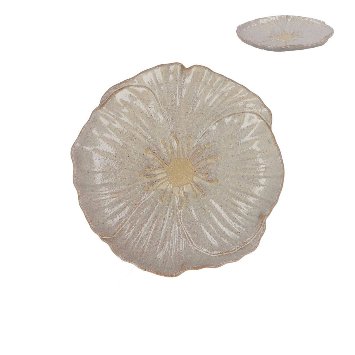 Gisela Graham Porcelain Taupe Flower Plate