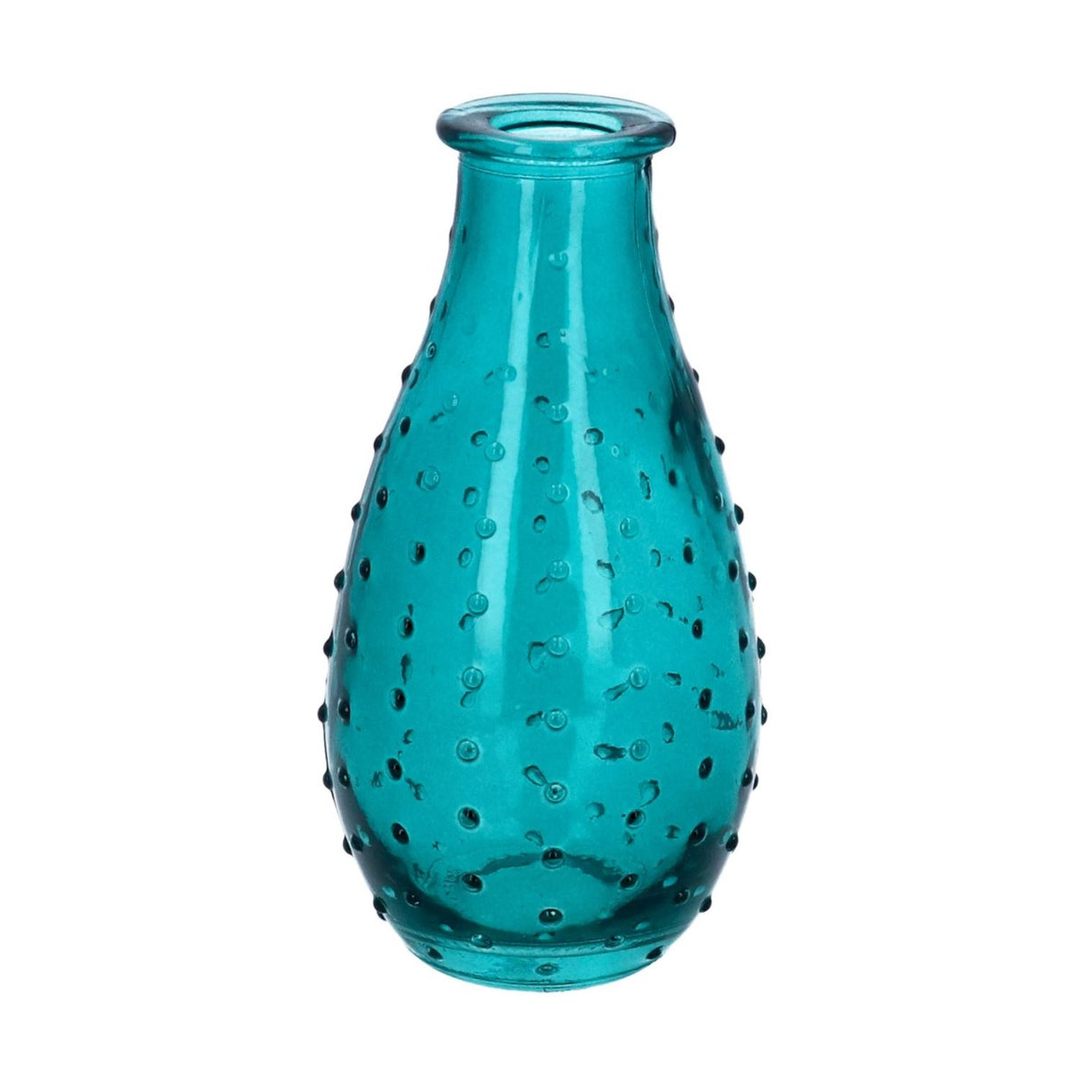 Gisela Graham Teal Glass Dimple Vase