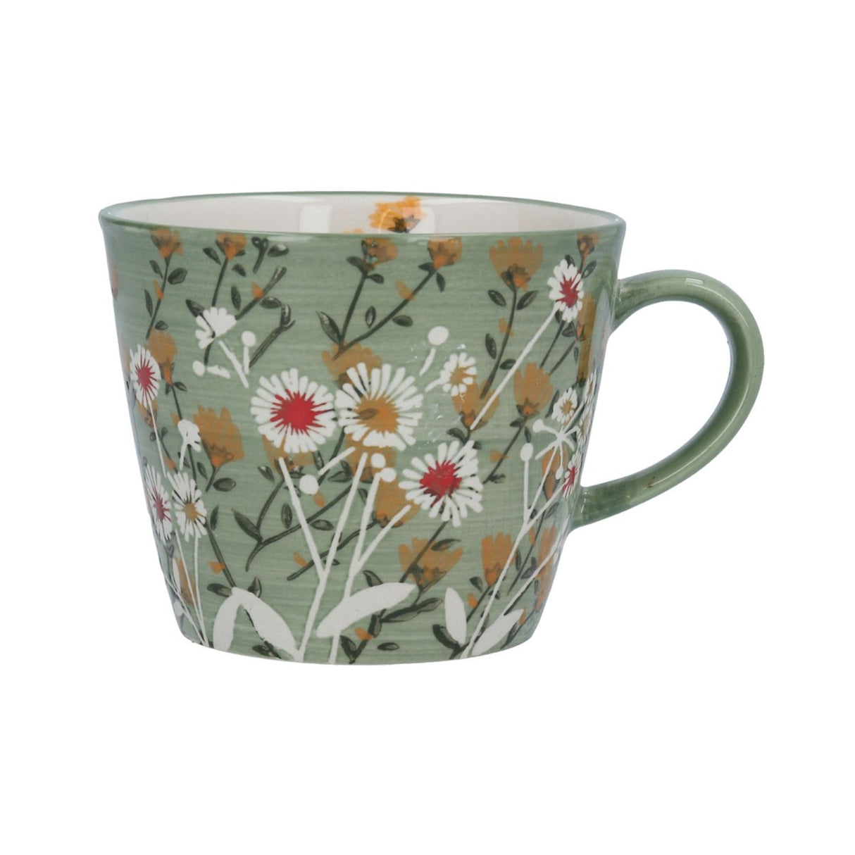 Gisela Graham Green Stoneware Daisy Mug