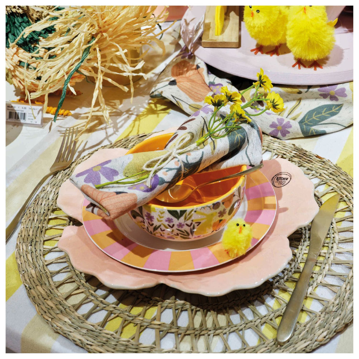 Kaemingk 28cm Dolomite Flower Dinner Plate