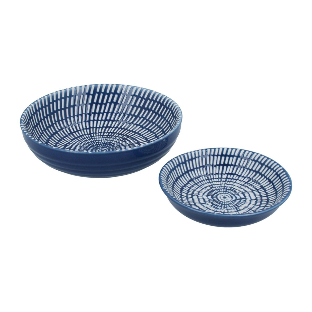 Gisela Graham Navy Porcelain Round Trinket Dish (Set of 2)