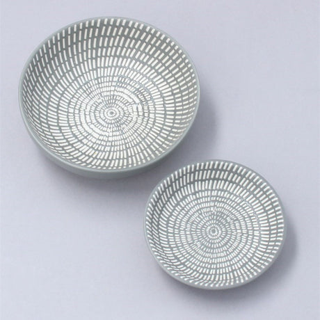 Gisela Graham Grey Porcelain Round Trinket Dish (Set of 2)