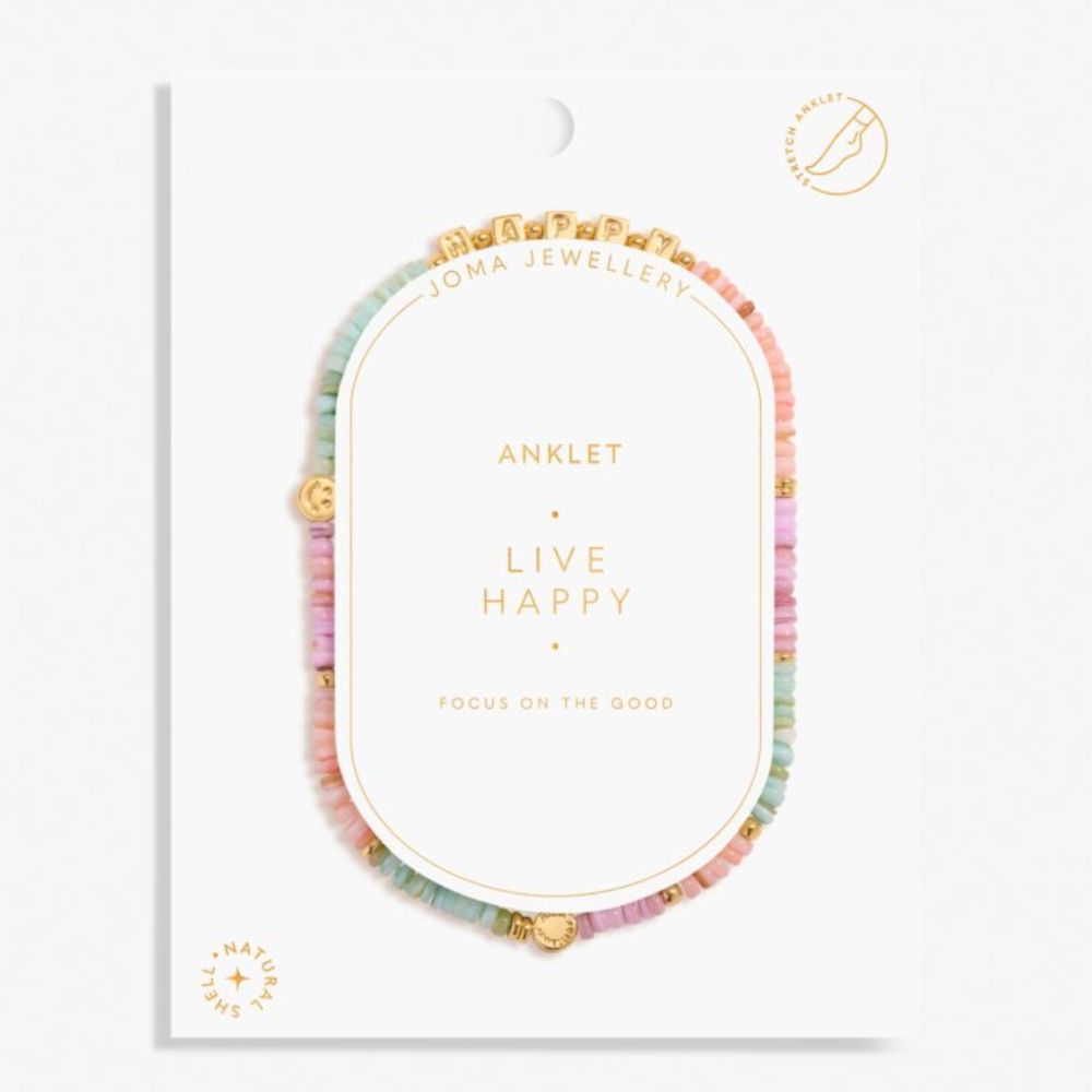 Joma Jewellery Happy Little Moments 'Live Happy' Gold Anklet