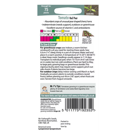 Mr Fothergills Red Pear Cherry Tomato Seeds