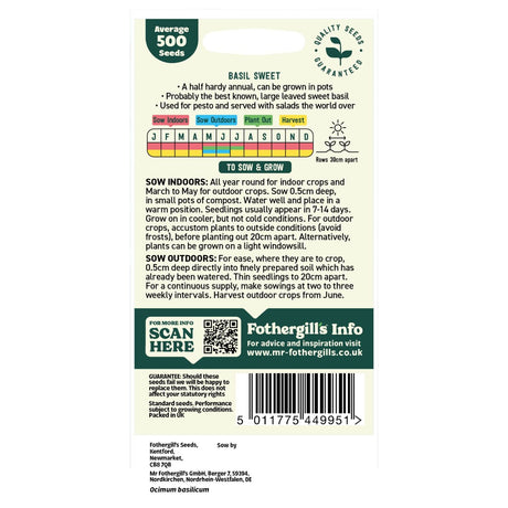 Fothergills Oh Sow Simple Basil Vegetables Seeds