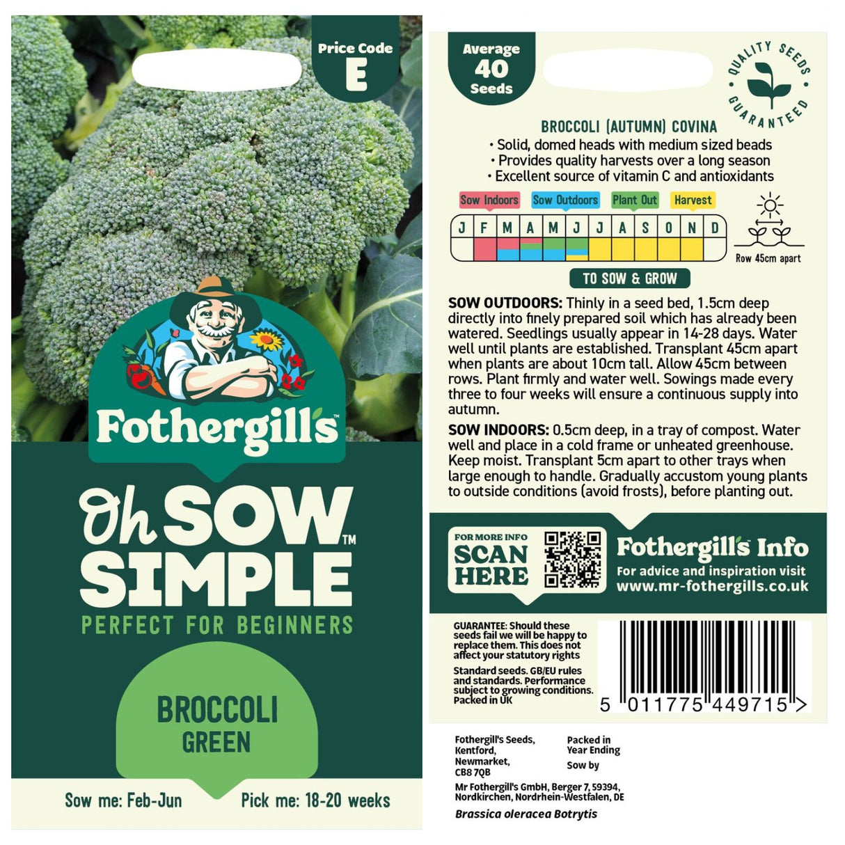 Fothergills Oh Sow Simple Broccoli Vegetables Seeds