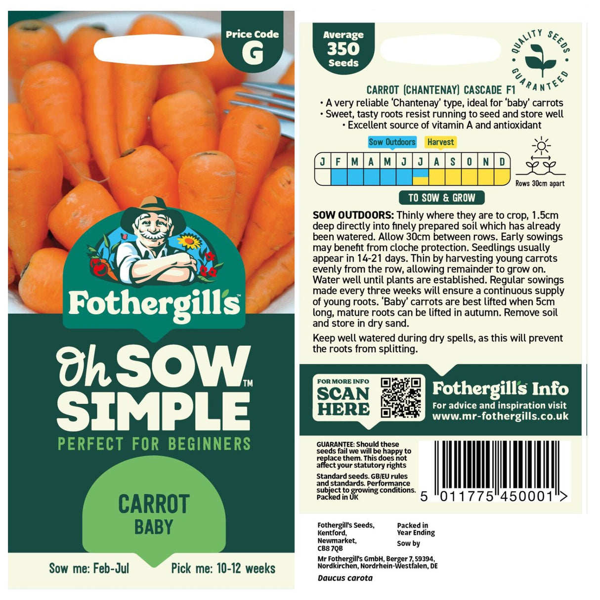 Fothergills Oh Sow Simple Baby Carrot Vegetables Seeds