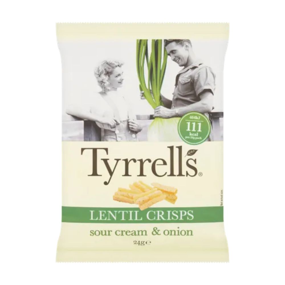 Tyrells 24g Lentil Sour Cream & Onion Crisps