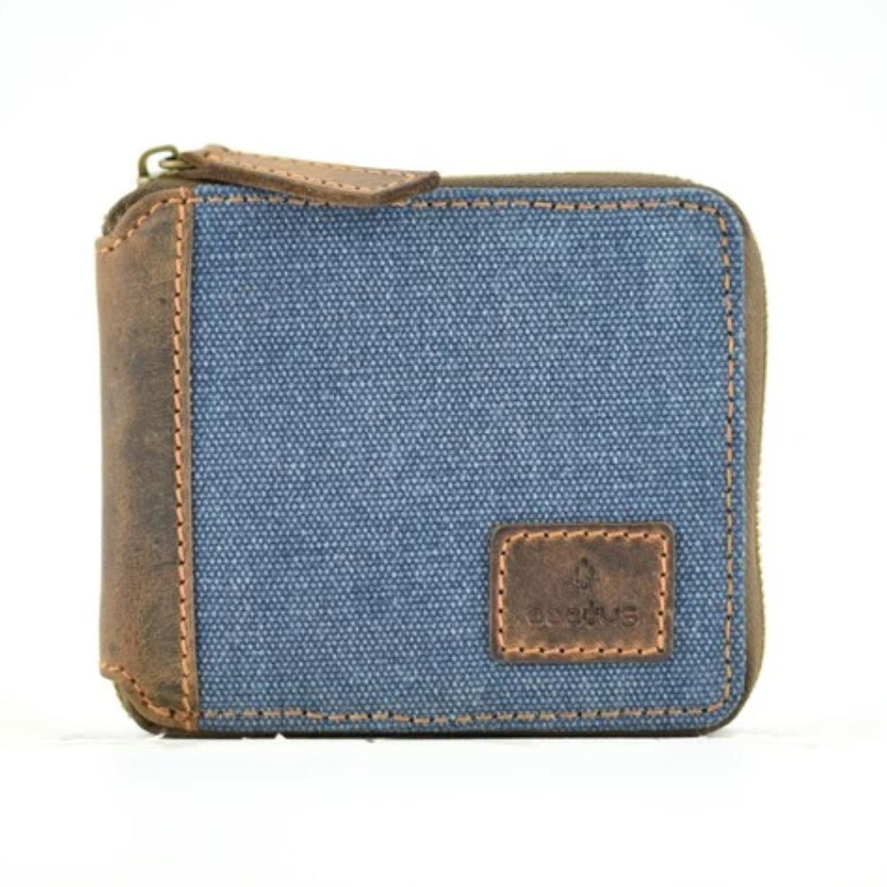 Mala Leather Denim Cactus Zip Around Wallet