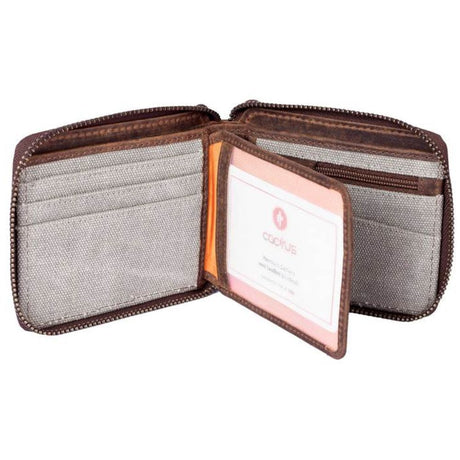 Mala Leather Denim Cactus Zip Around Wallet