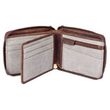 Mala Leather Denim Cactus Zip Around Wallet