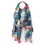 POM Cotton Vibrant Tropical Print Scarf