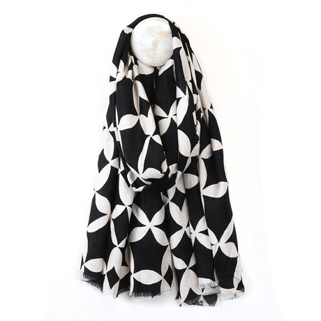 POM Bamboo Black & White Geo Print Scarf