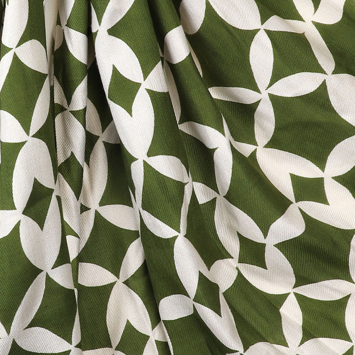 POM Bamboo Green & White Geo Print Scarf