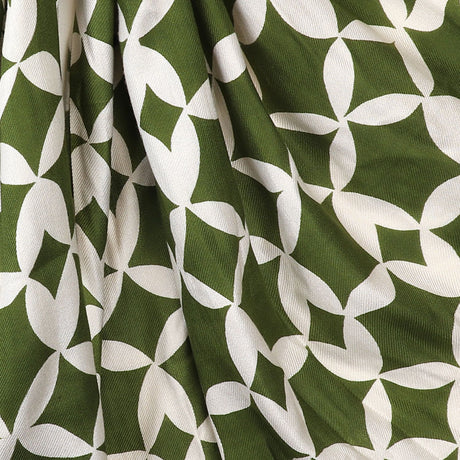 POM Bamboo Green & White Geo Print Scarf