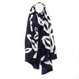 POM Bamboo Navy & White Leaf Silhouette Print Scarf