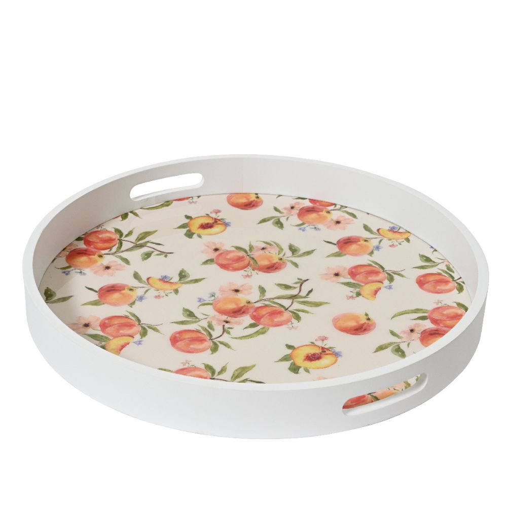 Kaemingk 35cm MDF Round Serving Tray with Peach Print
