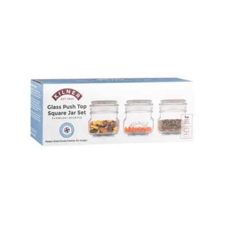 Kilner 250ml Square Push Top Jars (Set of 3)