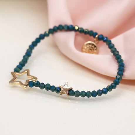 POM Dusky Blue Bead Bracelet with Stars