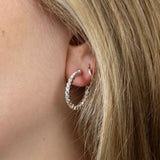 POM Silver Plated Crystal Hoop Earrings