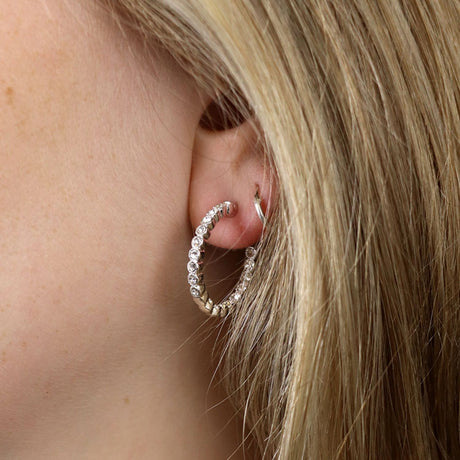 POM Silver Plated Crystal Hoop Earrings