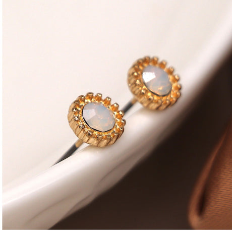 POM Gold Plated Crystal Stud Earrings