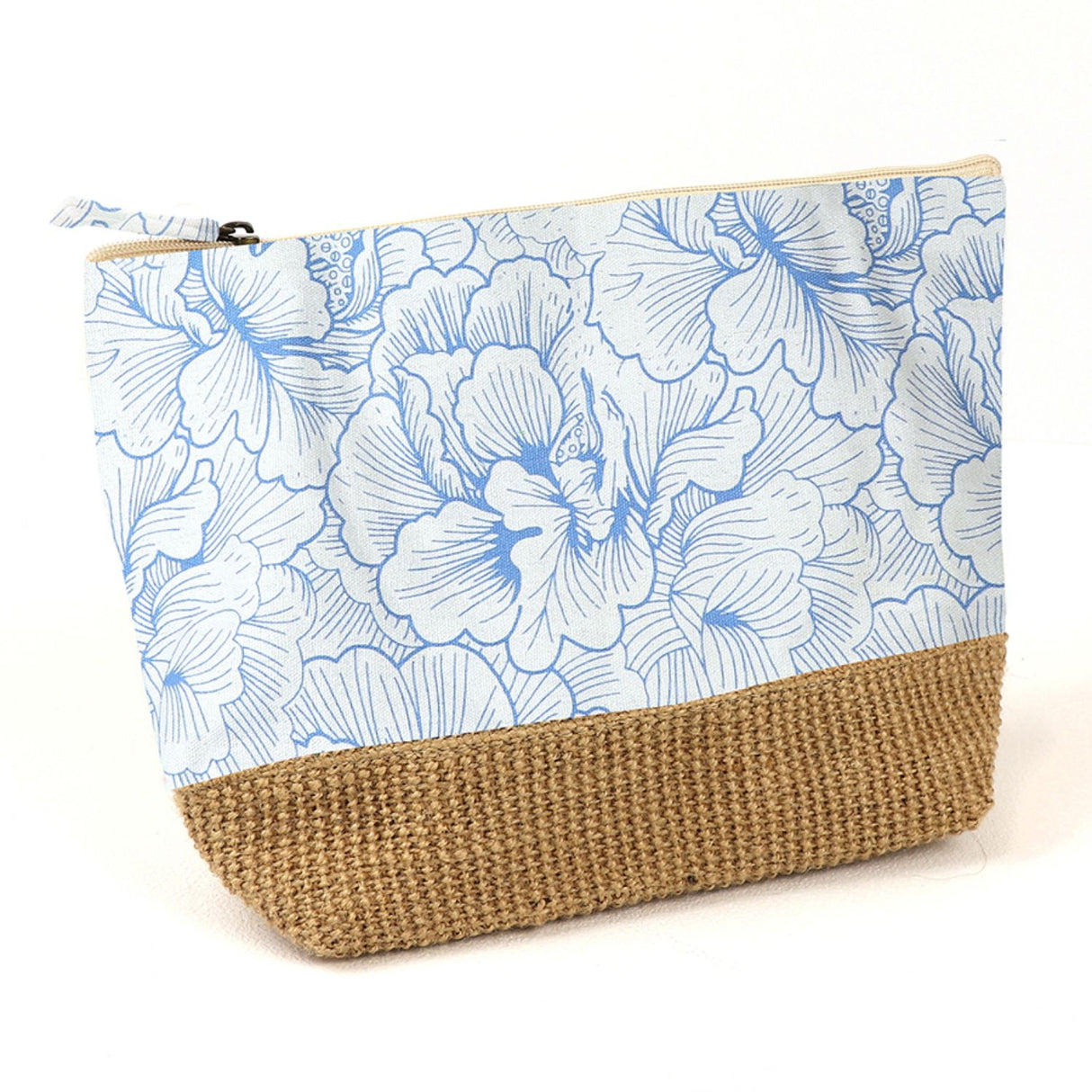 POM Cotton White & Blue Floral Travel Bag