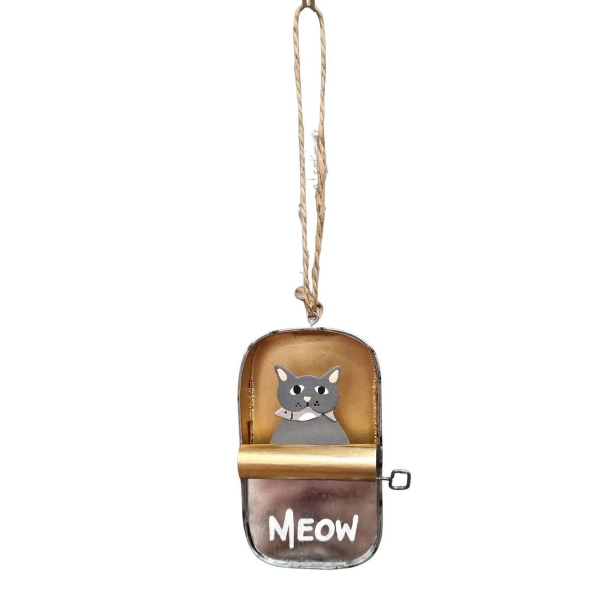 Shoeless Joe Cat in Sardines Tin Hanging Decoration