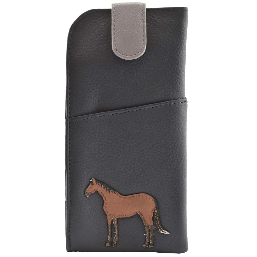 Mala Leather Grey Best Friends Horses Glasses Case