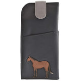 Mala Leather Grey Best Friends Horses Glasses Case