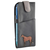 Mala Leather Grey Best Friends Horses Glasses Case
