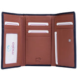 Mala Leather Black Best Friends Sitting Cat Tri Fold Purse