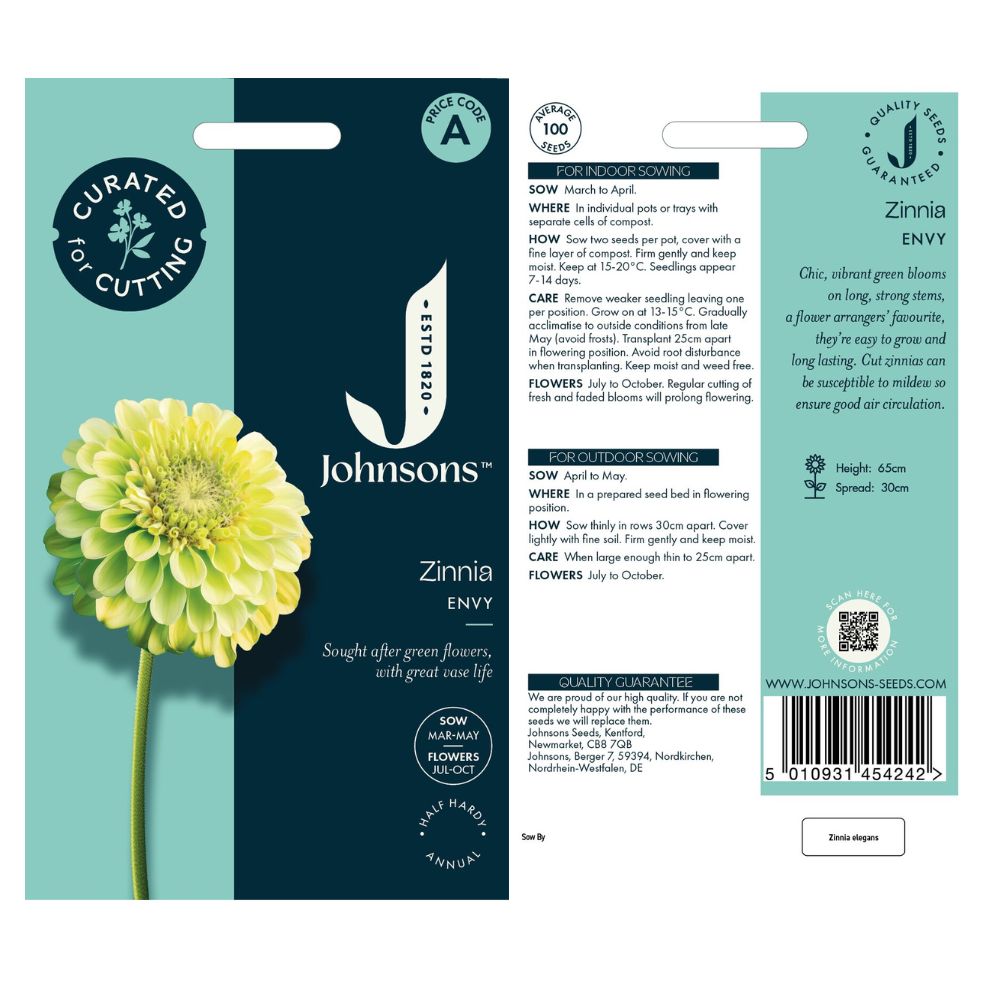 Johnsons 'Envy' Zinnia Seeds