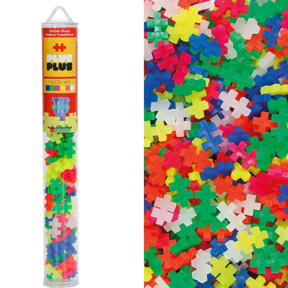 Plus Plus 100 Piece Mini Neon Mix Jigsaw Tube