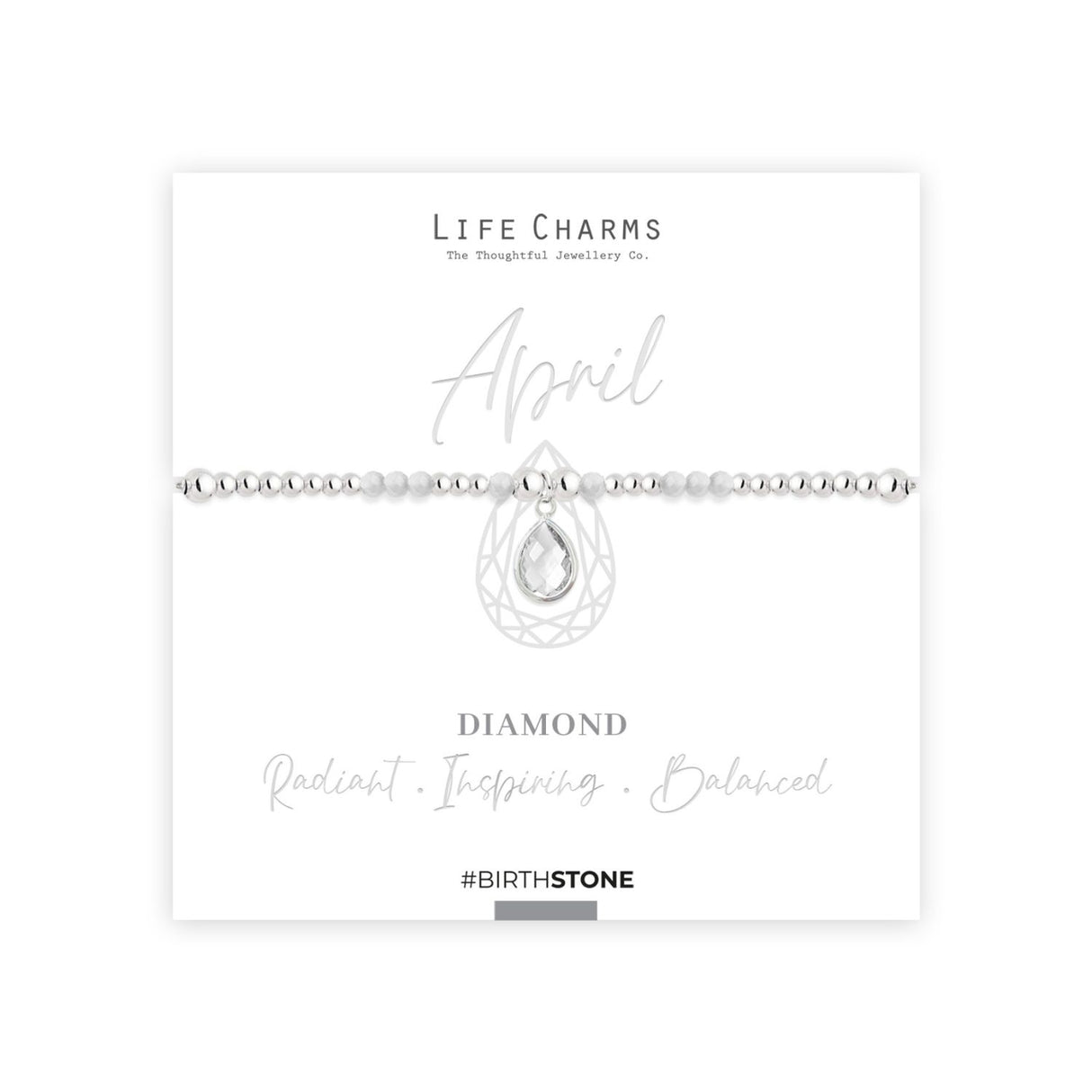 Life Charms April Birthstone Bracelet