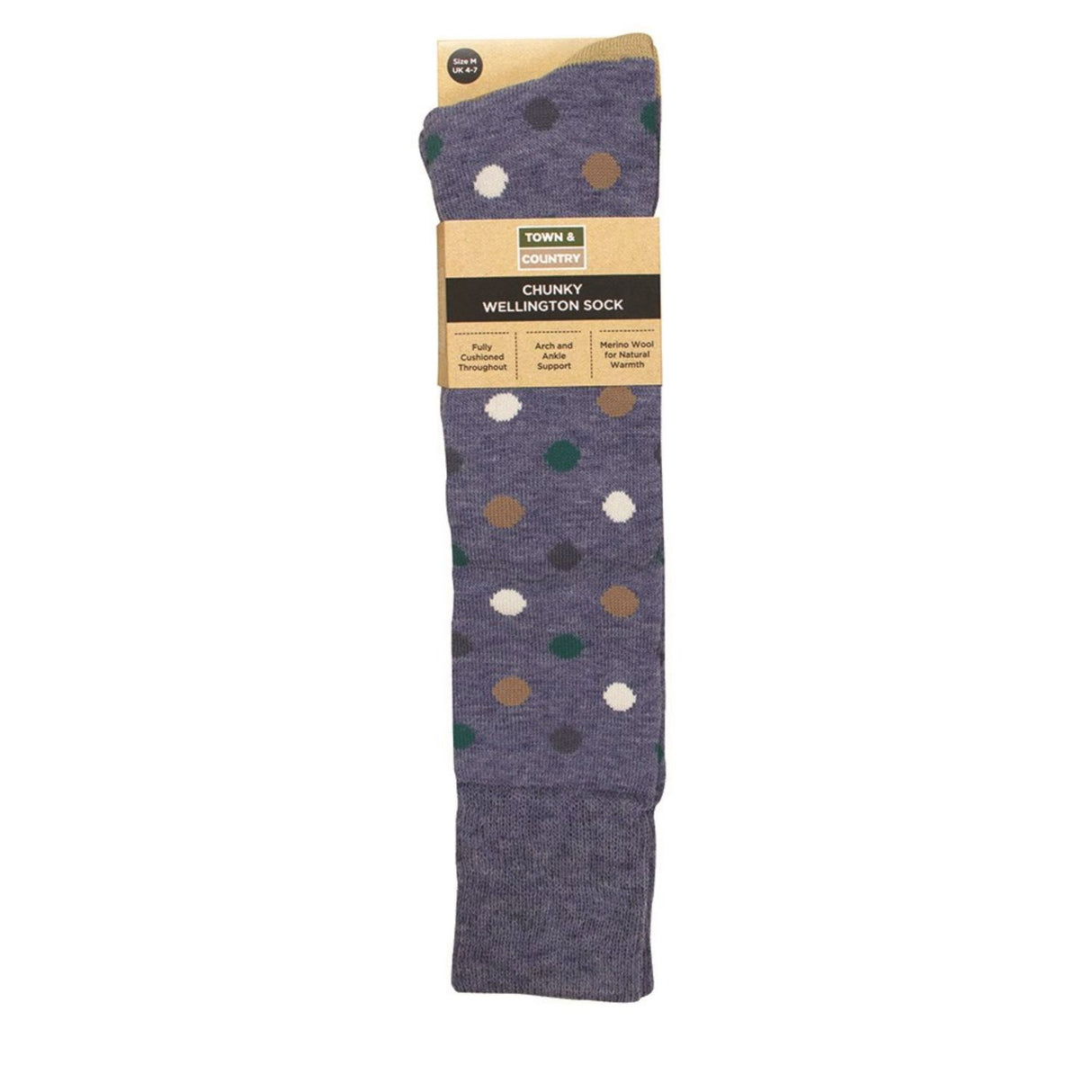 Town & Country Chunky Wellington Socks - Multi Spot Size 4-7