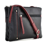Mala Leather Black Orta Double Pocket Cross Body Bag