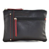 Mala Leather Black Orta Double Pocket Cross Body Bag