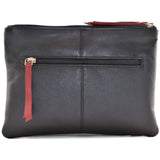 Mala Leather Black Orta Double Pocket Cross Body Bag